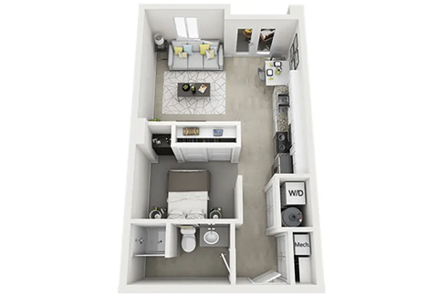 Floor plan for studio, 1 bath, 545 sqft